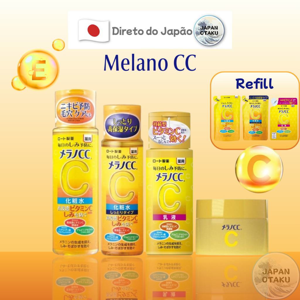 ROHTO MELANO CC Loção Facial (Tônico) Loção Leite (Emulsão) Gel Sérum ...