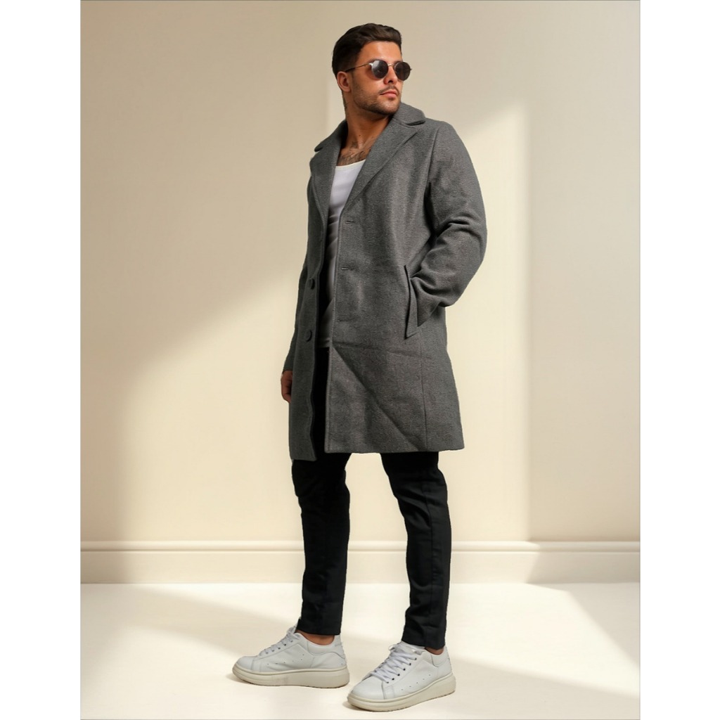 Sobretudo De Lan Batida Masculino Casaco Premium De Luxo Frio E Inverno ...
