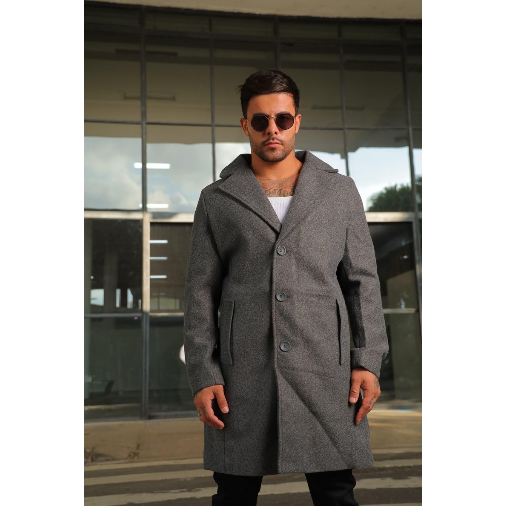 Sobretudo De Lan Batida Masculino Casaco Premium De Luxo Frio E Inverno ...