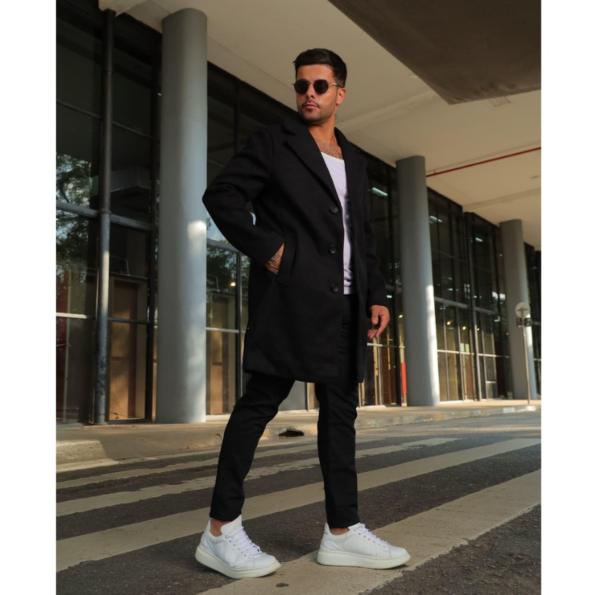 Sobretudo De Lan Batida Masculino Casaco Premium De Luxo Frio E Inverno ...