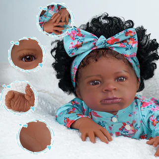 Bebê Reborn Boneca Corpo de Silicone Menina Preto Original 55cm