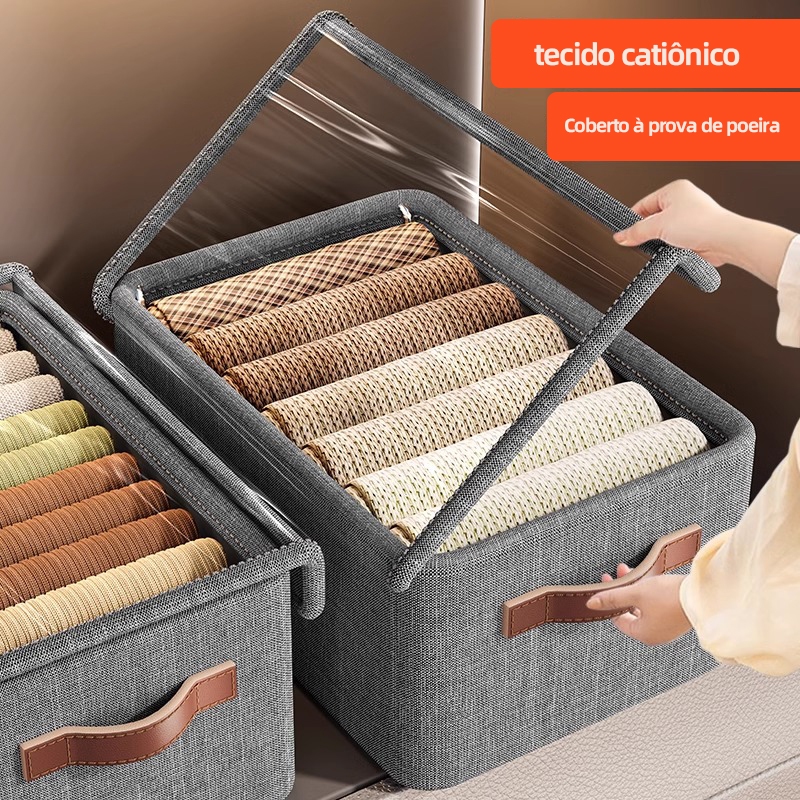 Cesto Organizador de Guarda Roupas Reforçado Caixa para Armazenar ...