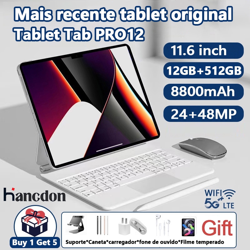 Tablet PRO12 12GB+512 GB HD 11.6inch Polegadas Tela Grande PC Android ...