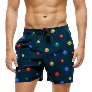 KIT 3 Shorts Bermuda Calção Tactel Praia Verão Bolinhas Natal Colorido Enfeite