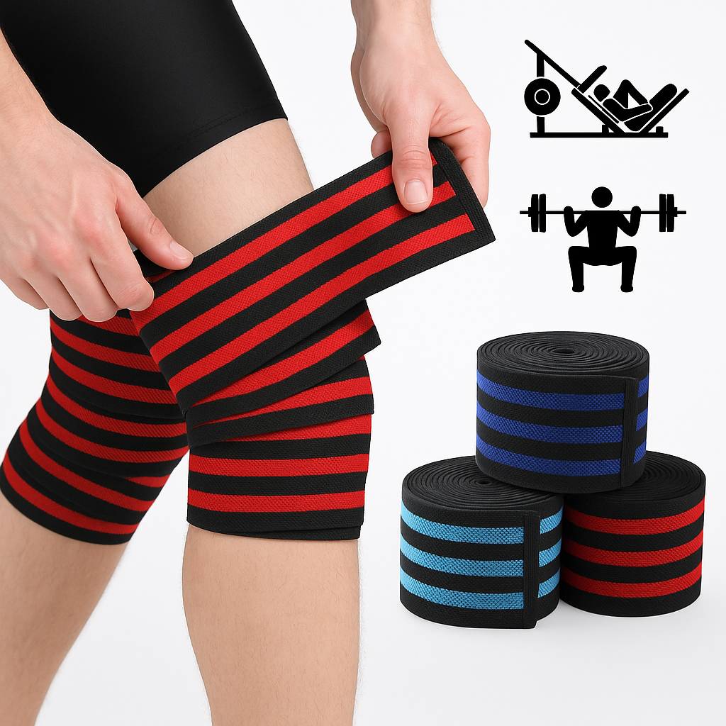 Kit 02 Faixa de Joelho Elástica ideal para Treino - Agachamento ...