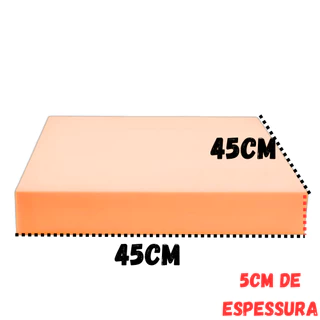 Espuma D28 Sob Medida 45cm x 45cm e 5cm de espessura Laranja para Almofadas de cadeira