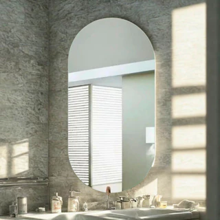 Espelho Decorativo Oval Lapidado 80 cm Para Sala Banheiro Quarto + Dupla Face