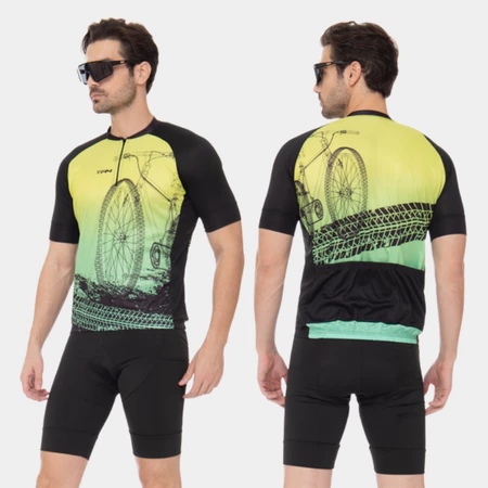 Kit Conjunto Ciclismo Masculino Camisa Bermuda Gel Slim Camiseta Manga Curta Short Respirável — foto 4 de 4