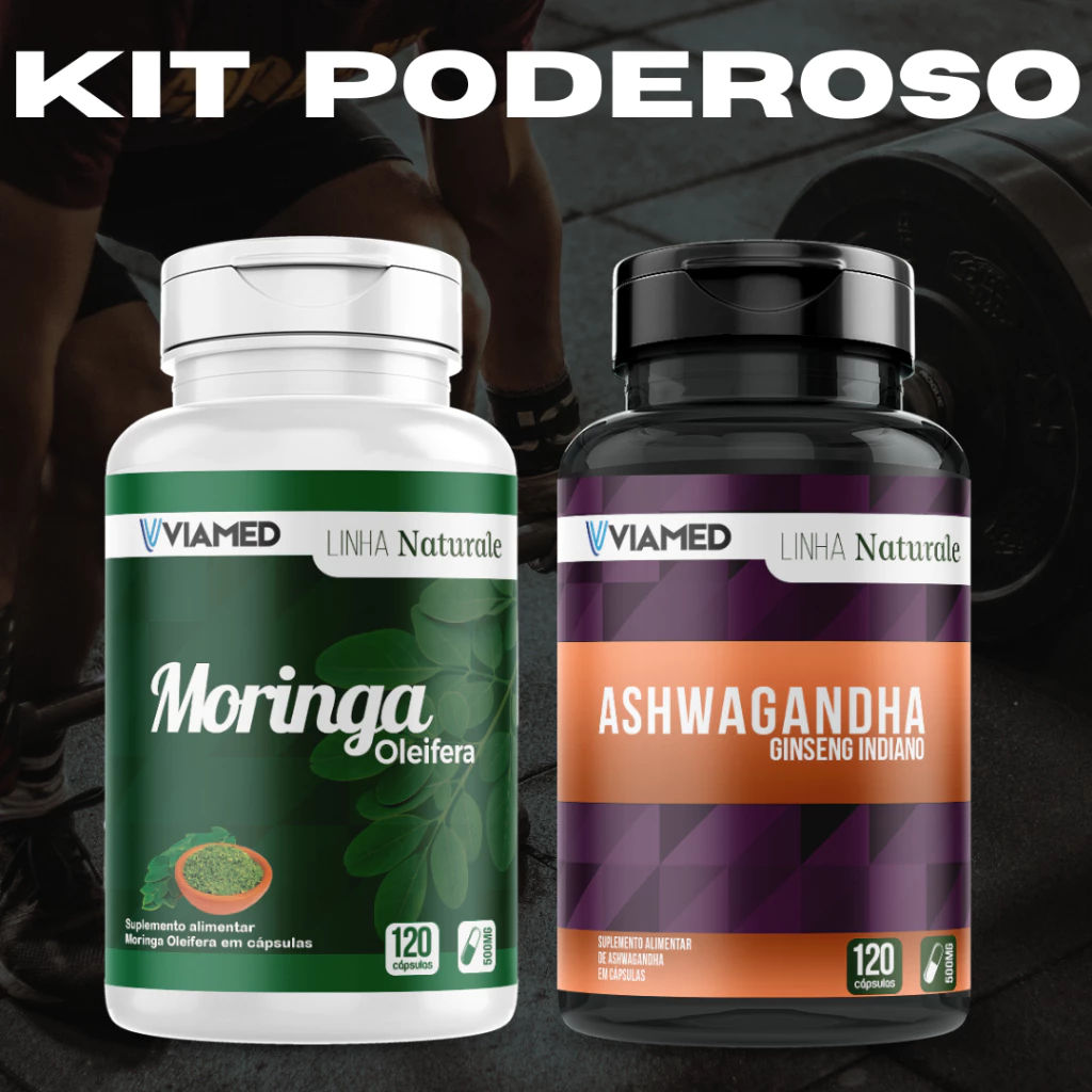 Kit Moringa e Ashwagandha 120 Caps 500 Mg