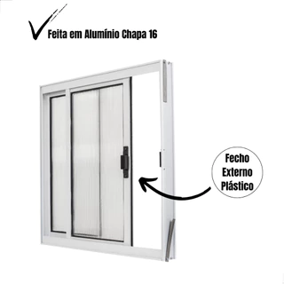 Janela Grande de Correr 2 Folhas de Aluminio 80x80 Preta e Branca- Machado Portas e Janelas