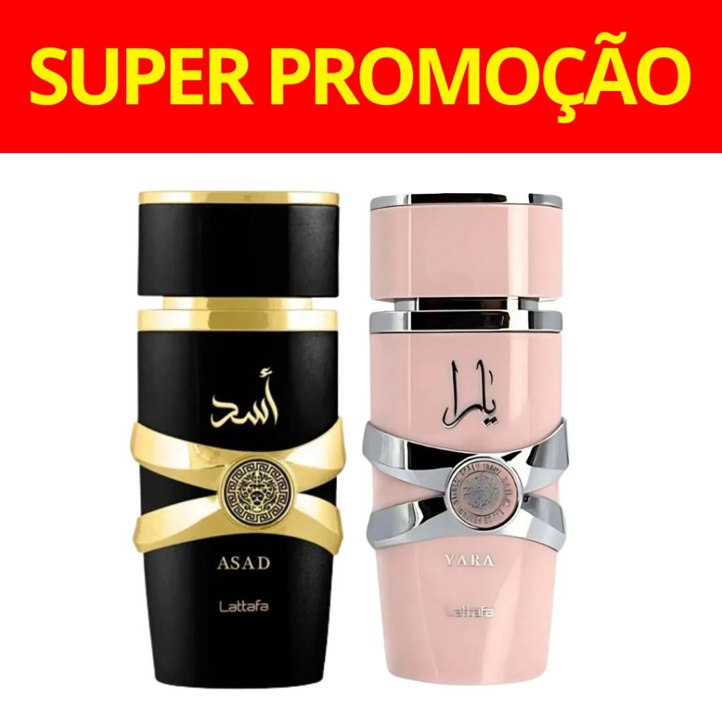 KIT DE 2 PERFUMES ÁRABES ASAD LATTAFA 100 ML E YARA ROSA 100 ML ...