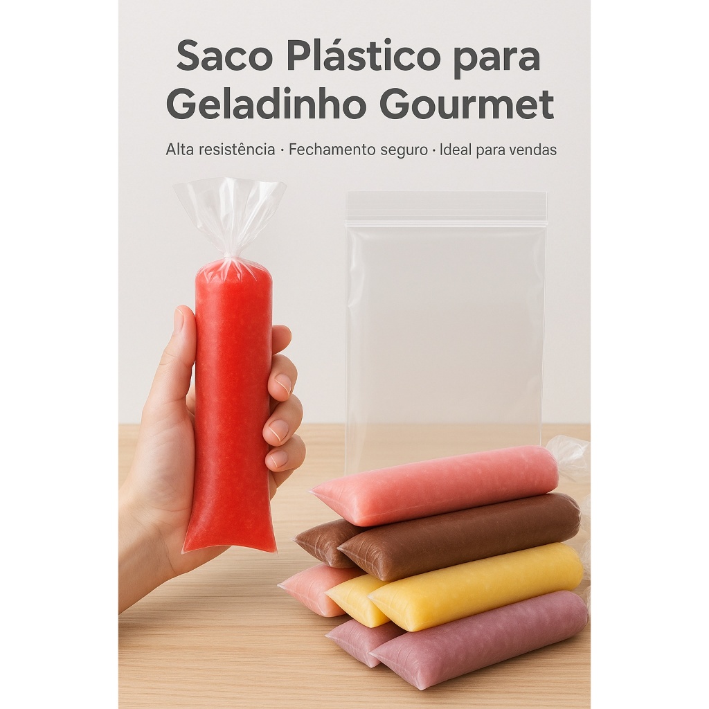 Saco de Geladinho Gourmet 6x24 com 1000 unidades 1Kg | Shopee Brasil