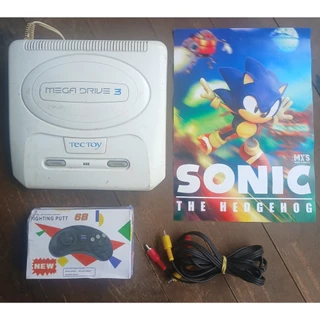 Mega Drive 3 Branco + Controle 6 botões Lacrado + Cabo AV + Pôster