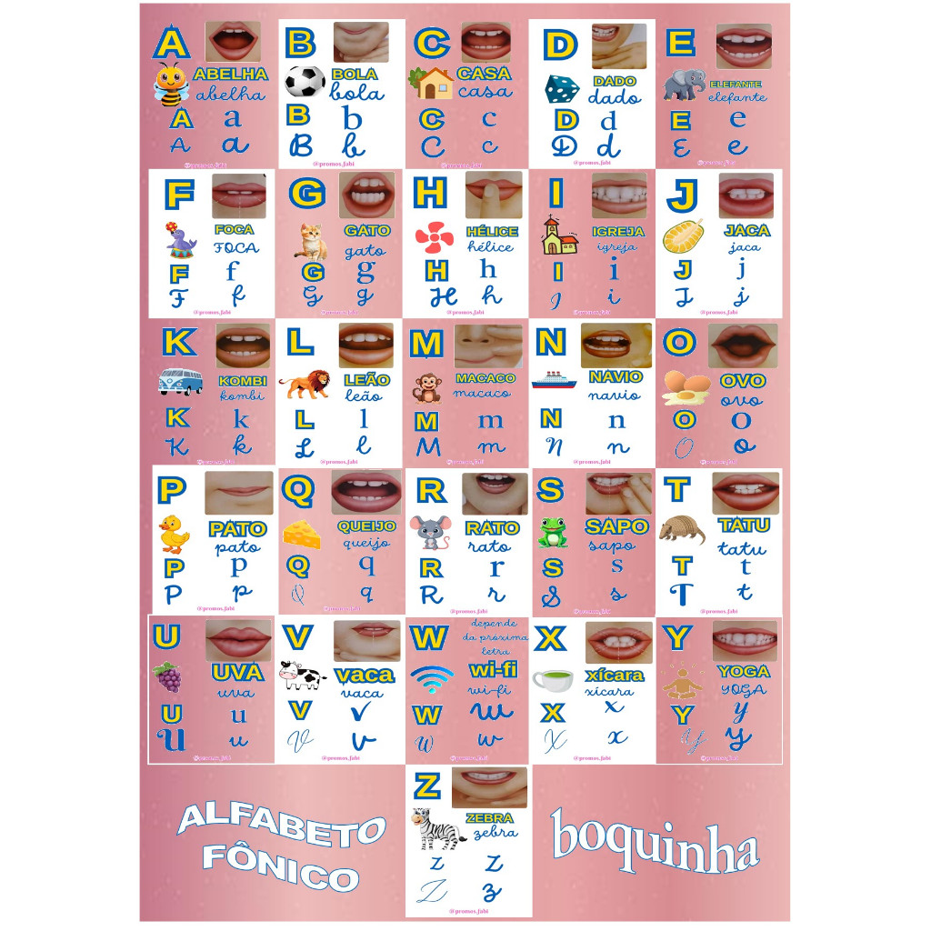 Alfabeto Fonético Boquinha Para Aprender o Som das Letras | Shopee Brasil