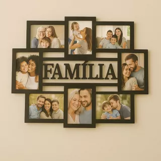 Mural Porta Retrato MDF para 8 Fotos 10x15 | Família, Decorativo e Pronto para Usar na Parede
