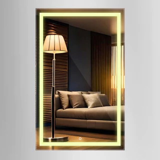 Espelho Retangular Grande 70x100cm LED Touch 3 Cores Jateado Lapidado