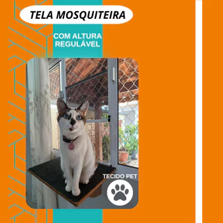 Tela Mosquiteira Tecido Pet Resistente unhas gatos cachorros Altura Regulável 68 a 127cm e L 47cm