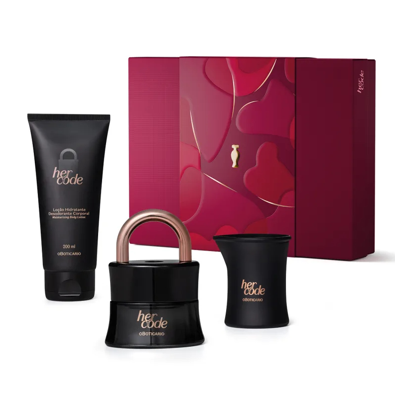 O Boticário - Kit Her Code perfume + vela + loção + caixa para