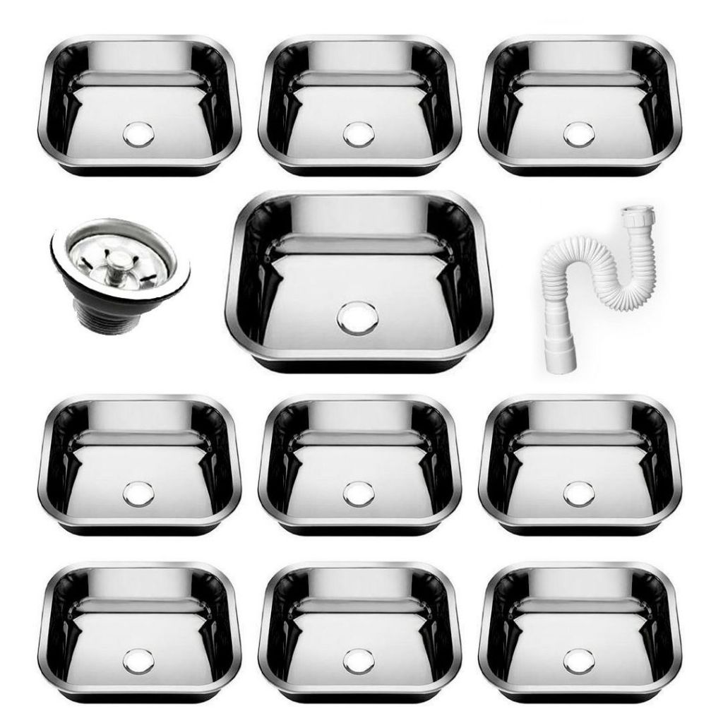 10 Cubas Pia Inox N0 40x34x17 Aço 430 Cozinha As Atacado Kit | Shopee ...