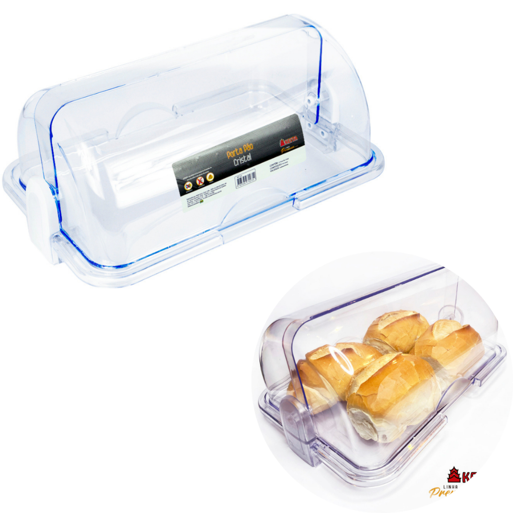 Porta Pão De Acrílico Retangular Cristal Premium