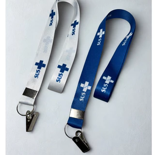 Cordão Personalizado SUS Crachá chaveiro identificação Jacaré com argola