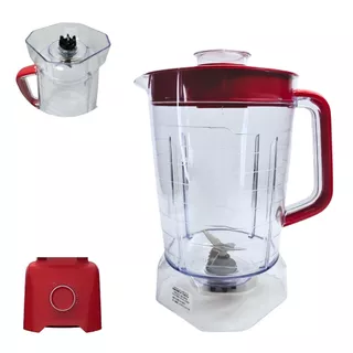 Copo Compatível liquidificador Oster Power 1100 Full Oliq605 1500ml Lâmina Inox Tampa Vermelha
