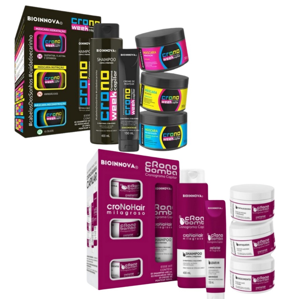Combo 2 Kit Cronograma Capilar ( CronoBomba + CronoWeek ) - Bioinnova ...