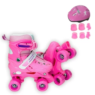 Patins Quad Infantil De 4 Rodas Ajustável Patins Menina Com Kit Proteção Menino Promoção Barato em Oferta na Shopee