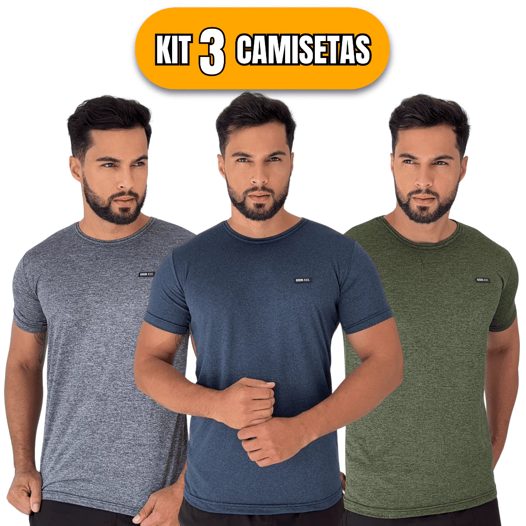Kit 3 Camisas Masculinas Dry fit