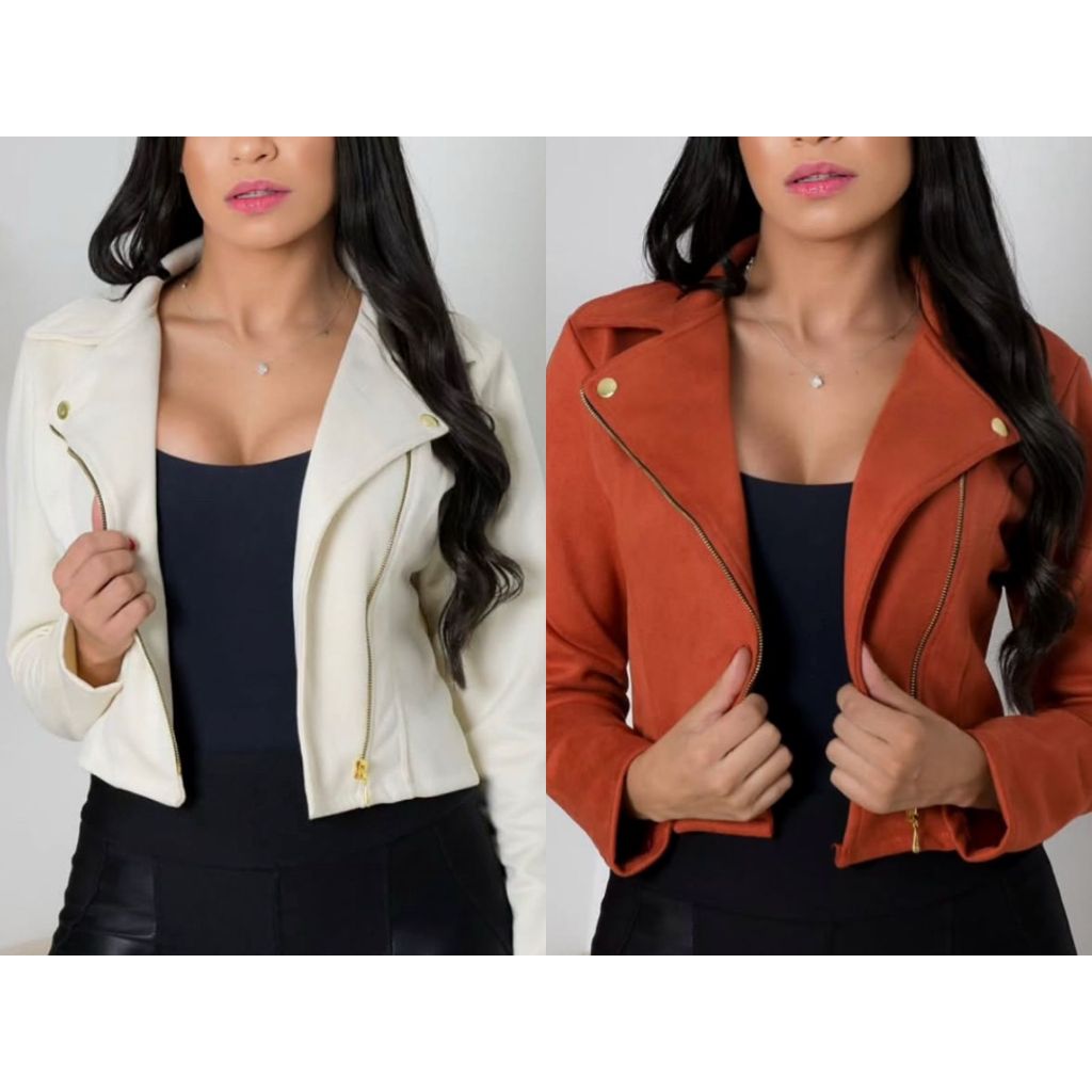 Jaqueta Premium Suede Feminino Com Bõtoes e Ziper Super Estilosa
