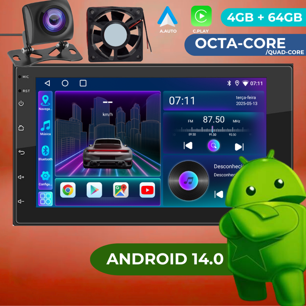 DAAN Central Android 14 7 Pol 2 Din Wifi Bluetooth GPS carplay Auto 4 ...