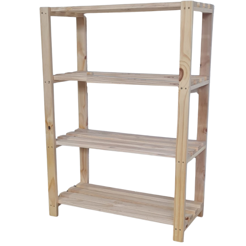 Estante Com 4 Prateleiras De Madeira Moderna Pinus 100x70