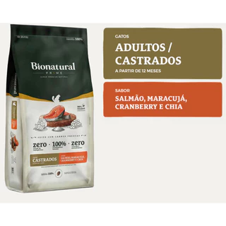 Ração Bionatural Prime Gatos Castrados sabor Salmão 20 KG em Oferta na Shopee