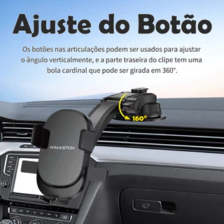 H'maston CJ-92 Suporte Celular Carro Veicular Trava Anti Queda 360º GPS Ventosa Painel Anti Queda