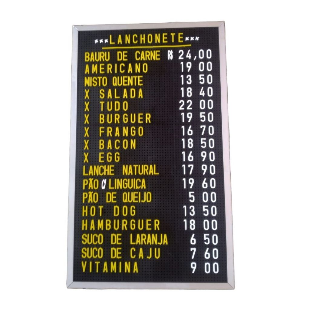 Painel Placa de Preço Com Letra e Número Removível com Moldura Alumínio ...