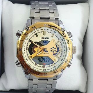Relógio Masculino Ana-digi Metal A Prova D'Água Marca Inhou Modelo 1168 46mm