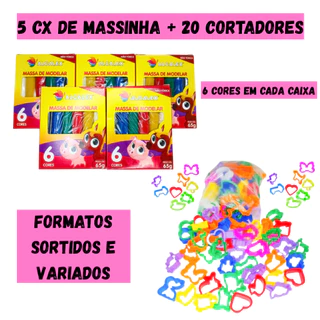Kit 30 Massinha de Modelar + 20 Cortador Molde p/ Kit Festa Lembrancinha Infantil Sacolinha em Oferta na Shopee