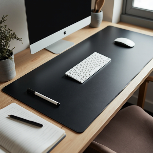 DeskPad Escritório 90X40cm Gigante Courino Premium Antiderrapante com Borda Costurada Mousepad