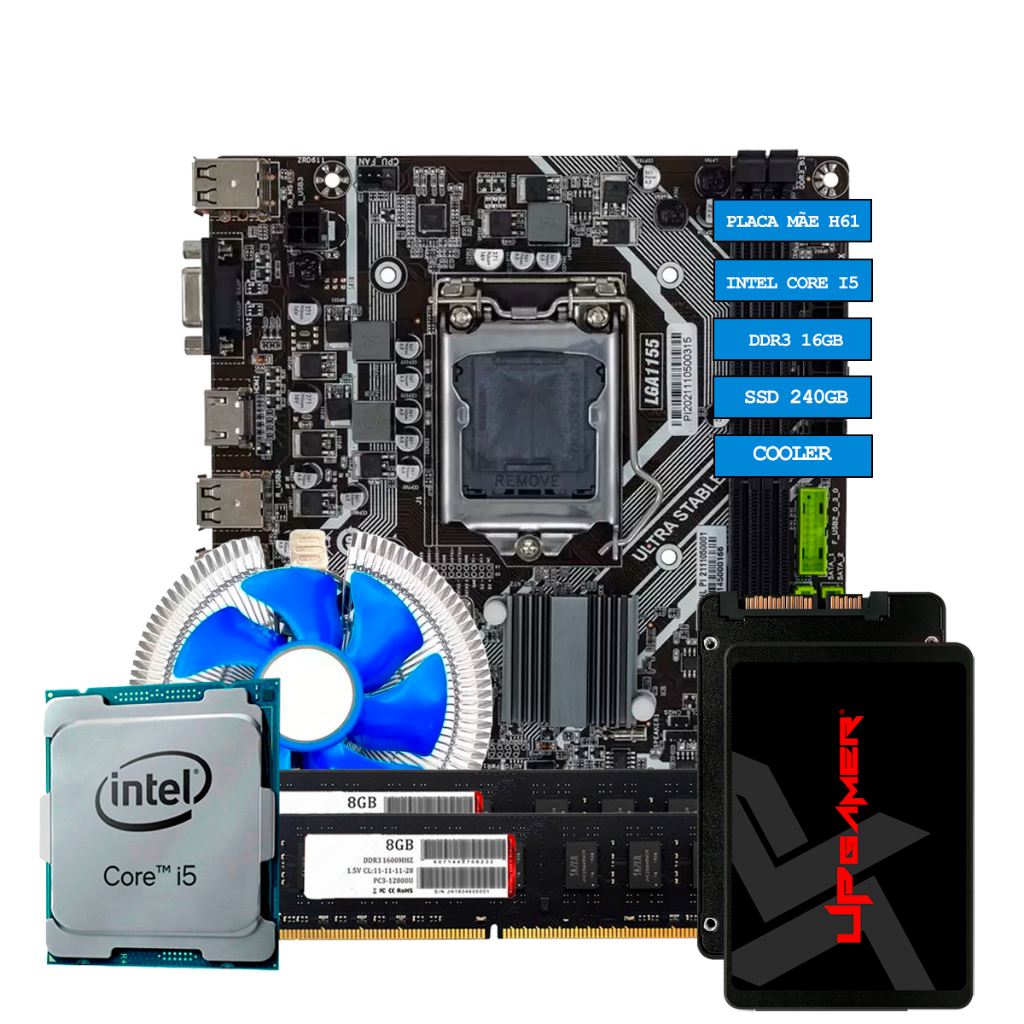 Kit Upgrade Pc Gamer Intel Core I3 I5 I7 Memoria Ddr3 16GB Cooler Ssd ...