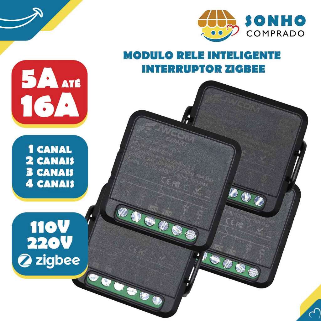 Modulo rele inteligente Interruptor 110V/220V zigbee SA-MZ21 JWCOM