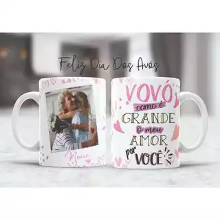 Caneca De Porcelana Personalizada dia dos avós dia das mães com Foto Vários modelos