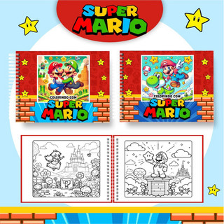 livro de colorir super mario, 50paginas/tamanho a5/folhas150g +ACETATO em Oferta na Shopee
