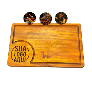 Tábua de Corte Personalizada com Sua Logo Foto Madeira Nobre Presente Premium Retangular