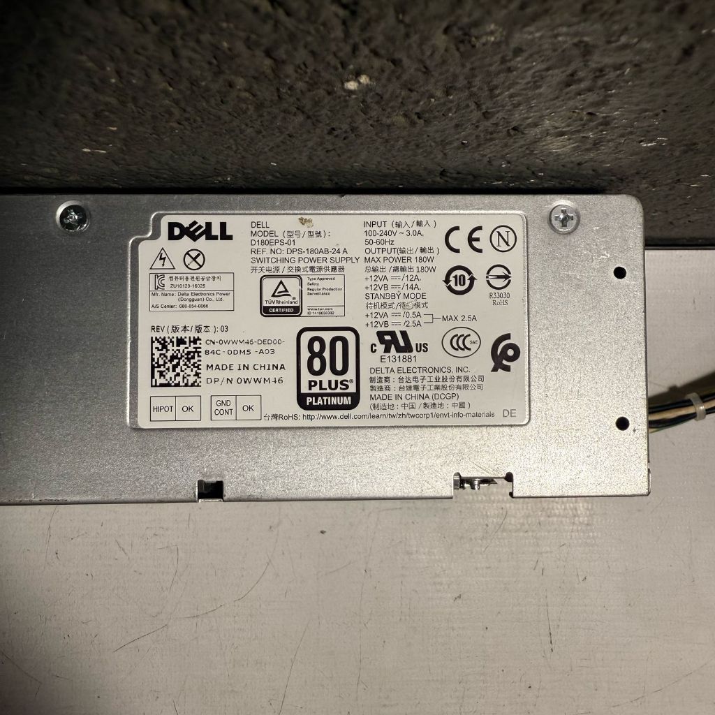 FONTE REAL DELL MODELO: D180EPS-01 Pc Optiplex 180w 3050/3660/5050/7050 6pinos+4pino