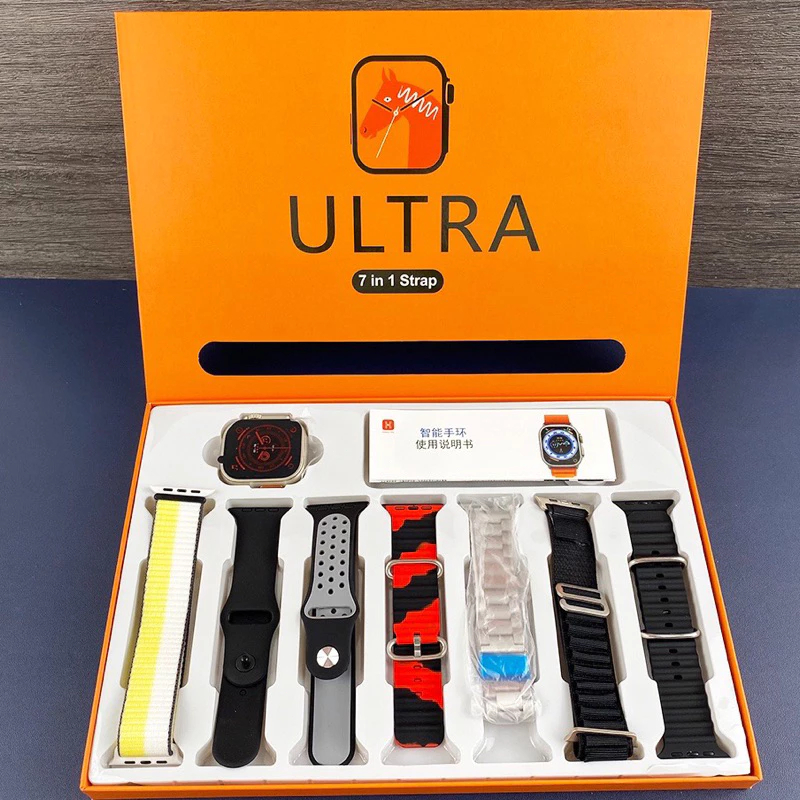 Relógio Smartwatch Ultra 7 Em 1 À Prova D'água 7 Braceletes Homens Mulheres 49MM