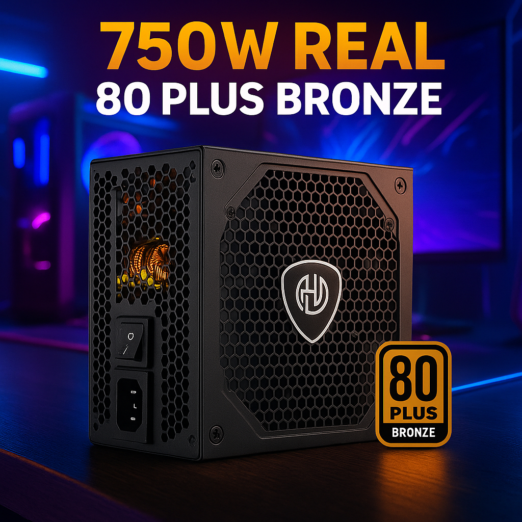 Fonte ATX 750W Real 80 Plus Bronze | Alta Potência, Silenciosa, Ideal para PC Gamer bivolt auto