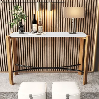 Aparador Moderno com Tampo Pés em Madeira Natural Estrutura com Detalhe em Aço Preto deal para Sala em Oferta na Shopee