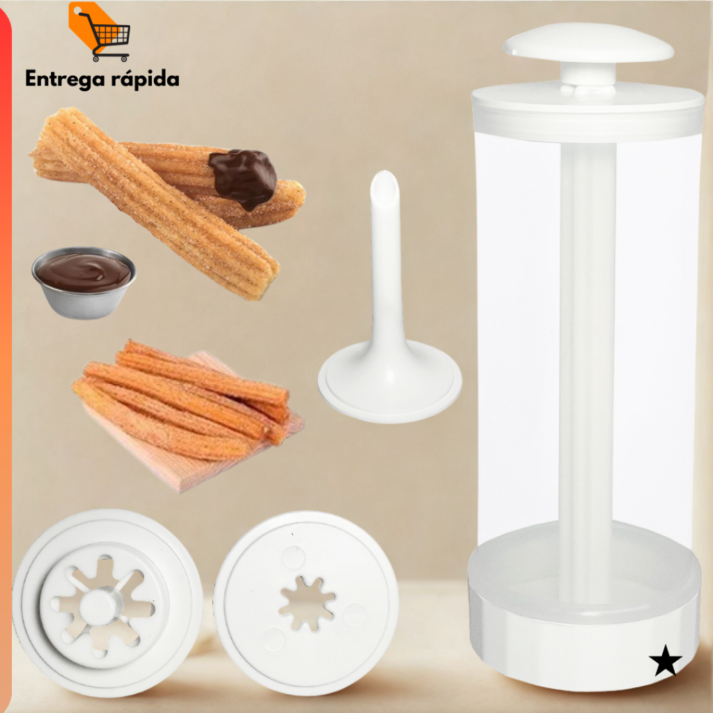 Maquina de Fazer Churros Caseiro Manual Recheado Fácil 2 em 1 Prática ...