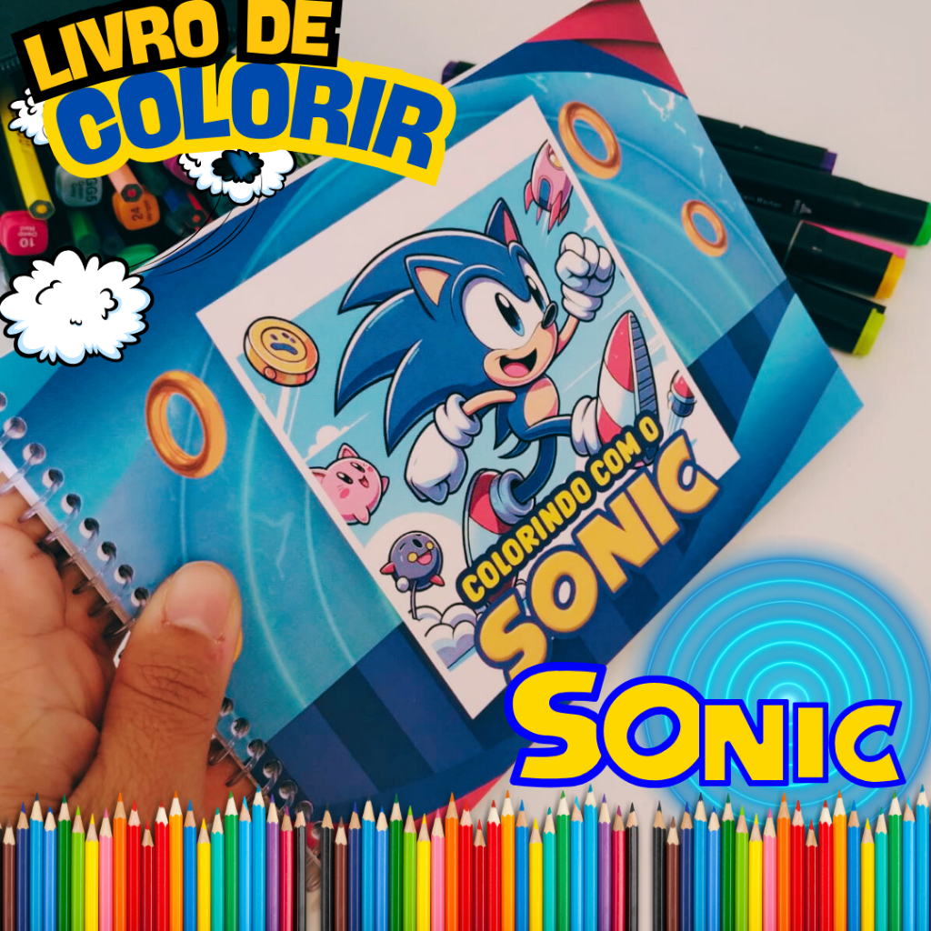 Livro de colorir SONIC, 50 folhas, capa mole, pintura, coloring book ...