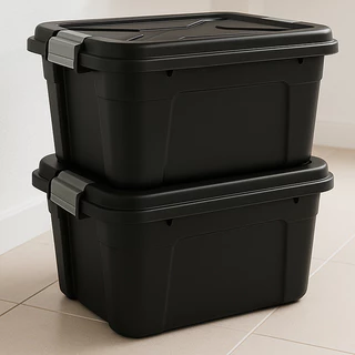 Conjunto 2 Caixas Organizadoras com Tampa 20 Litros Preta Resistente em Plástico em Oferta na Shopee